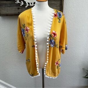Stitch Fix Kids Persaya Girls yellow Pom Pom kimono size L NWT‎
